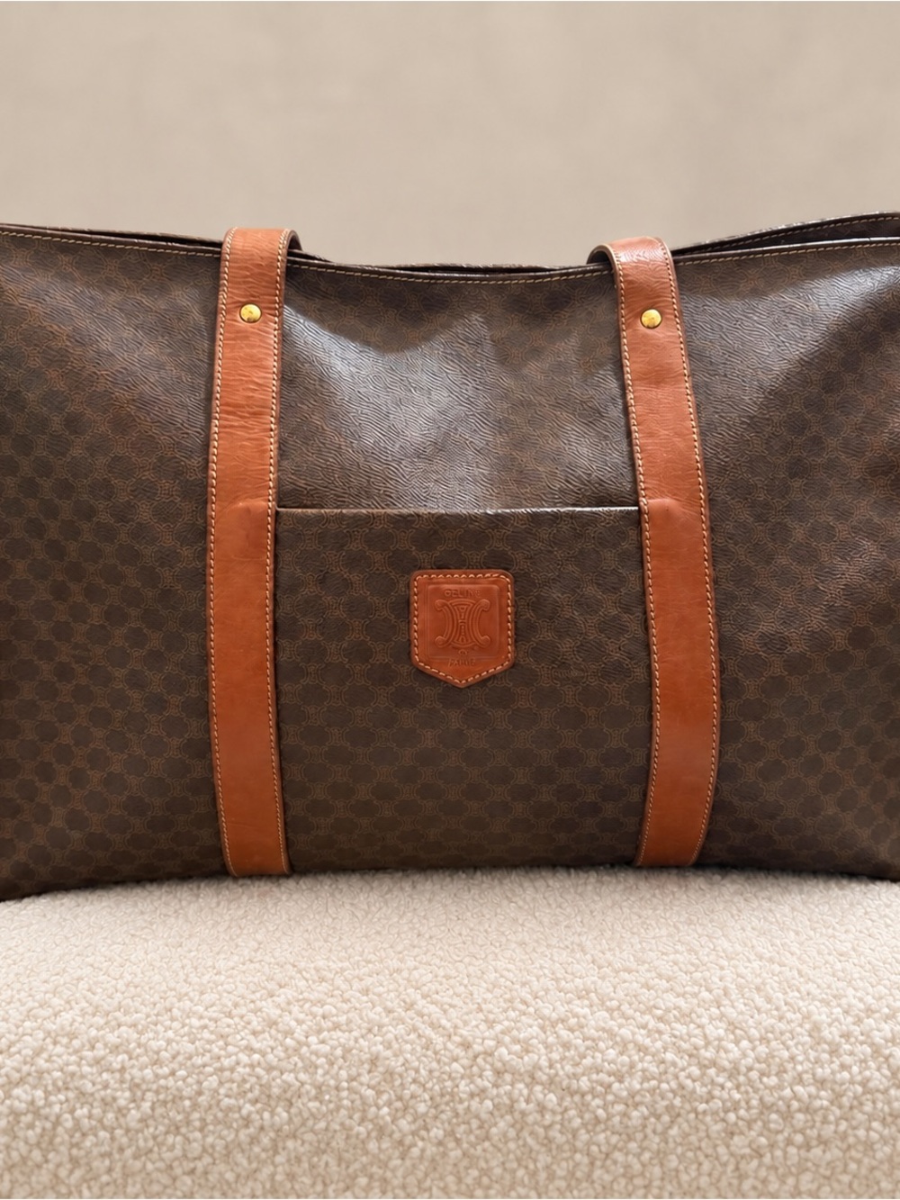 Authentic Vintage Celine Macadam Large Tote Bag Brown M95 Italy 😍
